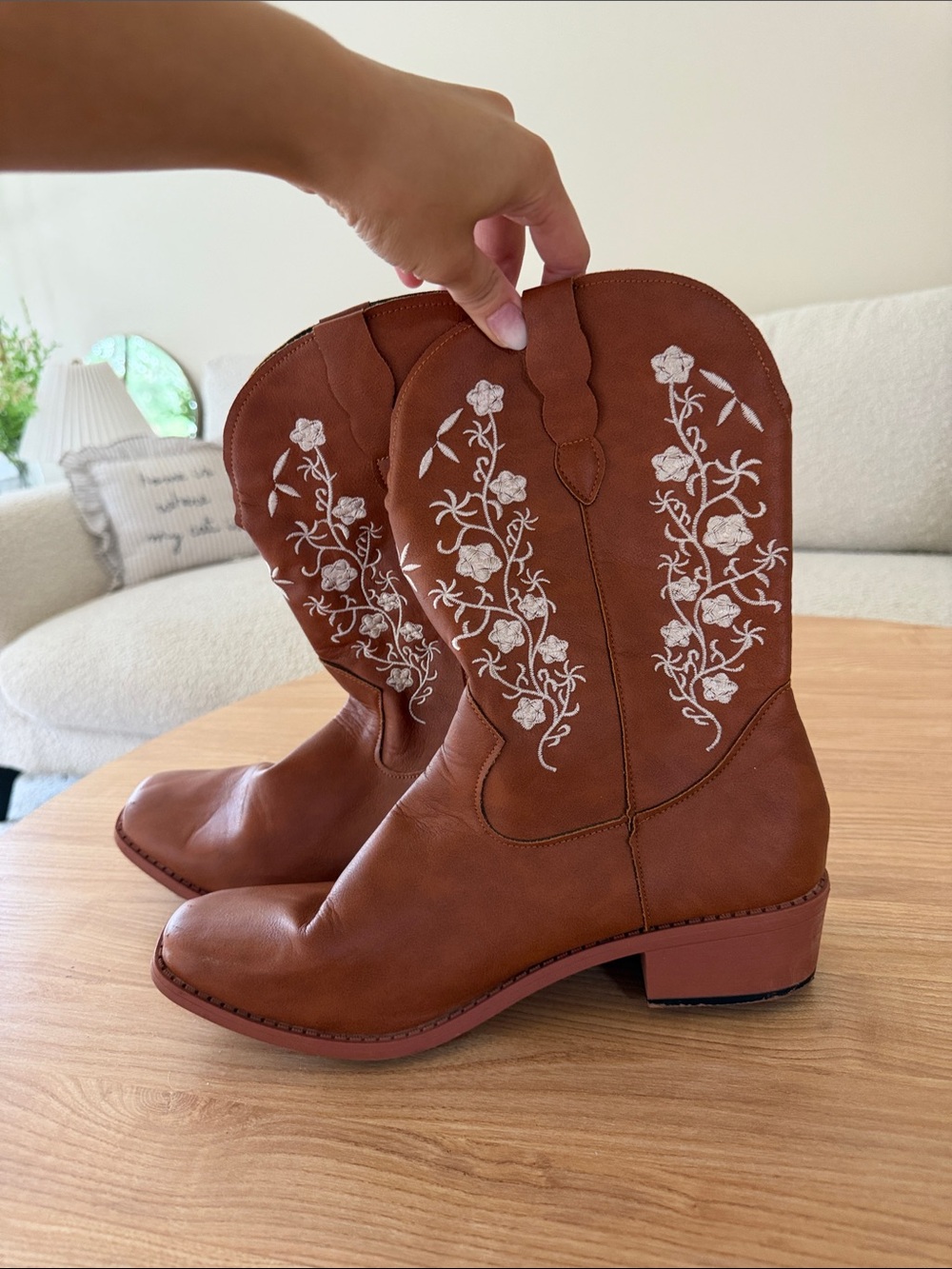 Women's Brown Embroidered Western Boots